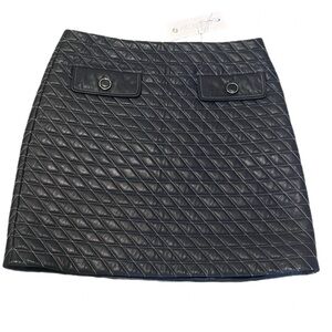 Etcetera Black Quilted Leather Mini Skirt NWT size 8